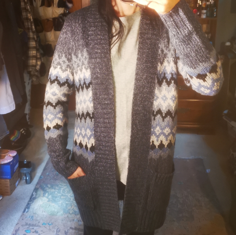 Sonoma Blue Tones Nordic Cardigan Sweater!